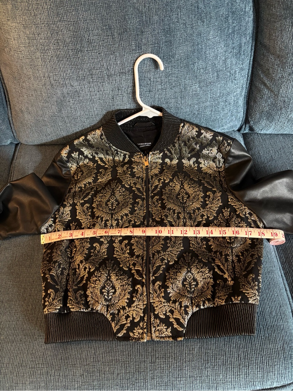 Lamarque Leather Black and Gold Bomber Jacket - Picture 10 of 12